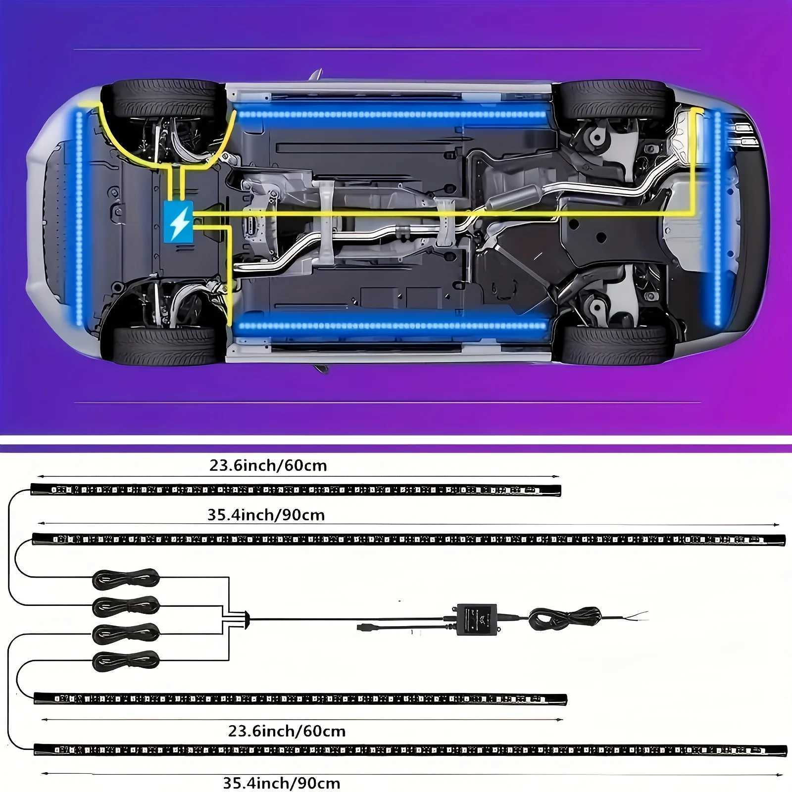 LED Car Bottom Strip Lights RGB Flexible Waterproof Strip Underbody Light For Remote/APP Control Exterior Underbody Decorative W251112