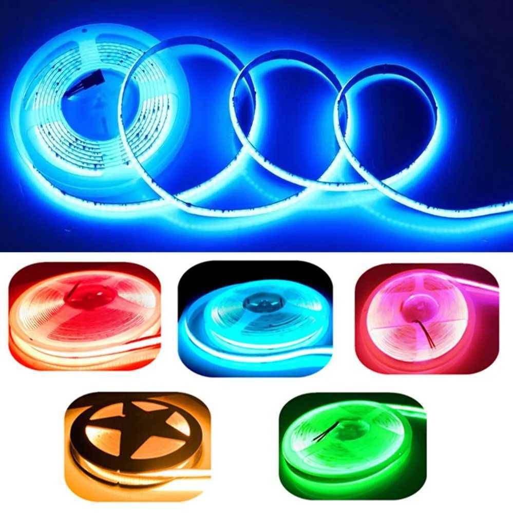 8mm Ultra Thin DC 12V/24V Colorful COB LED Strip Lights for Home Decor Car DIY FPV Blue/Pink/Red/Purple High Density LED Tape W251112