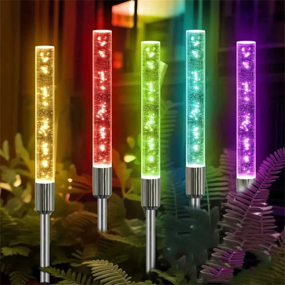 1/2/4PC Solar Reed Lamp Bubble Stick RGB Colorful Acrylic Courtyard Park Scenic Area Lawn Garden Insertion Landscape Lamp M251113