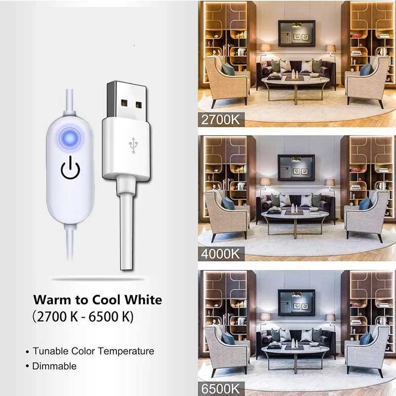 5V CCT COB LED Strip Light White Tunable Dimmable 3000K-6500K 5V LED Tape Light for Under Cabinet Bedroom Kitchen TV Mirror W251112