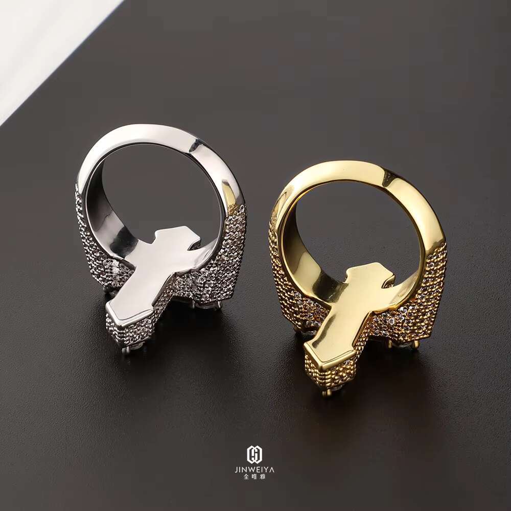 Mens Hip Hop Moissanite Cross Ring 925 Sterling Silver VVS Iced Out for Engagement Party Certified Gra Baguette