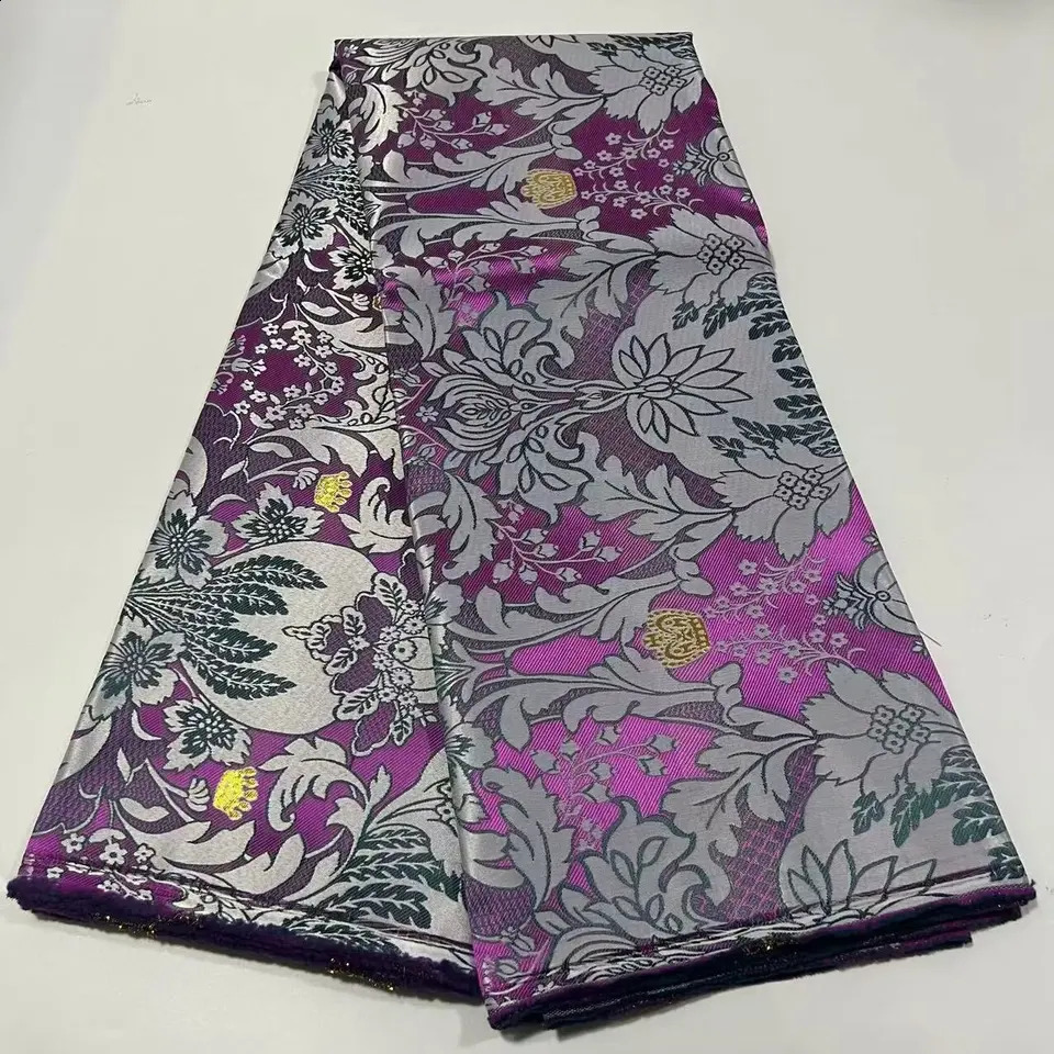 African Thick Damask Lace Fabric 2.5Yard Or 5Yards 2025 Jacquard Brocade Fabrics DIY Sew For Nigeria Women Headtie Aso obi Dress 250407