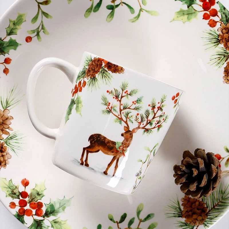 Christmas Christmas Tree Ceramic Plate European Style Tableware Coffee Mug Dinner Plates Fruit Snack Western Dishes Kitchen Christmas Gift Y251113