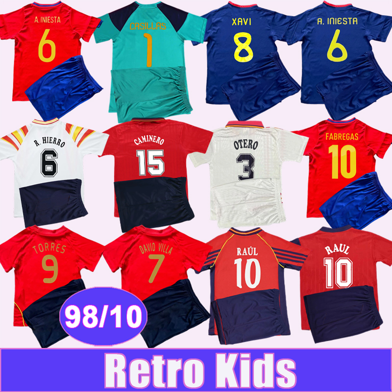 1994 2010 FABREGAS Retro kids Soccer Jersey TORRES DAVID VILLA A. INIESTA RAMOS Vintage Home Away Football Shirts Uniforms