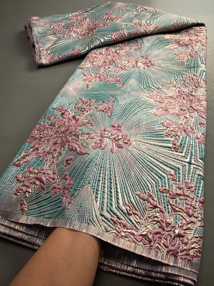 African Brocade Lace Fabrics High Quality 2025 Nigerian Jacquard Lace Fabric Sewing For Evening Prom Women Dresses 36 250407
