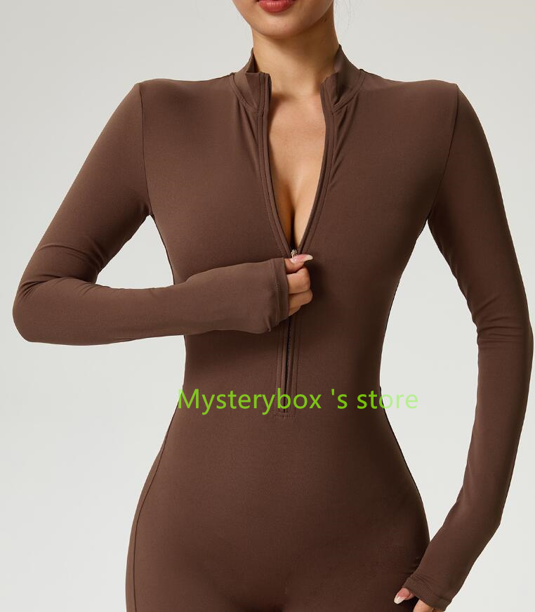 Yoga Outfit Wear Jumpsuit Bodysuit Bell-bottoms Outfits Zipper c Yoga Dance Fitness Tight Fitting Sports Women Ladies Clothes Suits Mysterybox Store