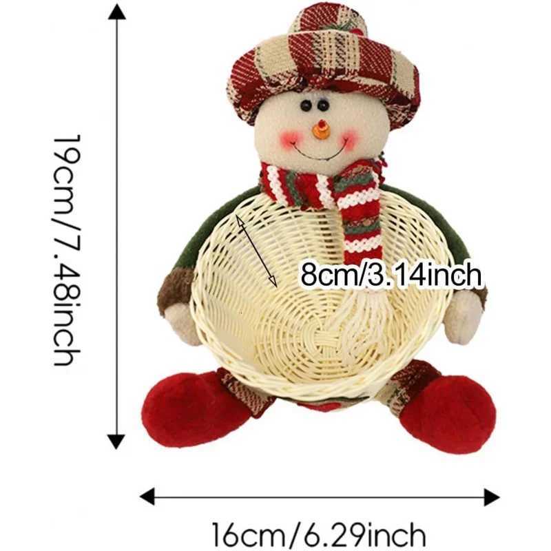 Christmas Christmas Candy Basket Snowman Doll Decoration Woven Stand Bowl Gift Box Holiday Desktop Decor Cute Design Storage Basket Y251113