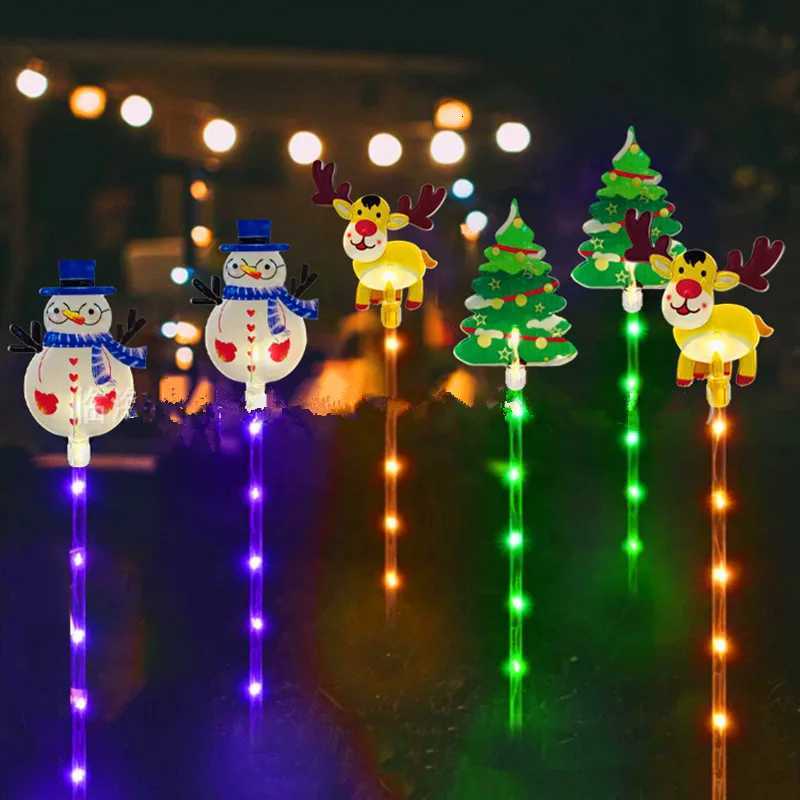 6pcs/lot Solar-Powered Christmas Lawn Lights Santa Tree Reindeer Designs for Outdoor Decor Waterproof Garden Lights Holiday M251113