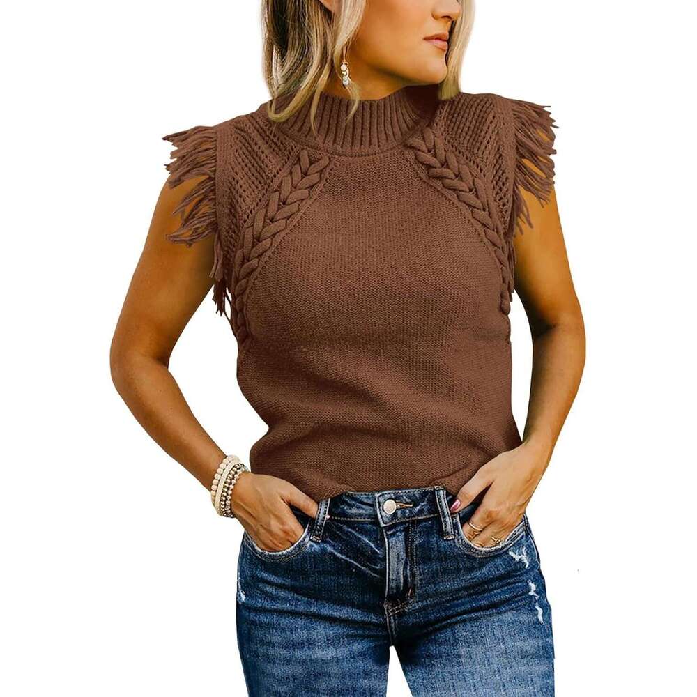 Women's clothing 2025 new TK women's woolen top casual weave sleeveless sweater vest