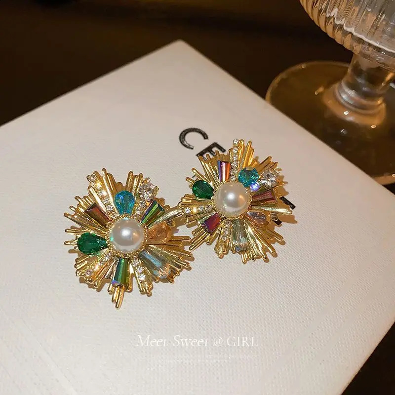 S925 Silver Needle Womens Zircon Pearl 18k Gold Plated Stud Earring Set Womens Fashion Earaccessory Gift 250409