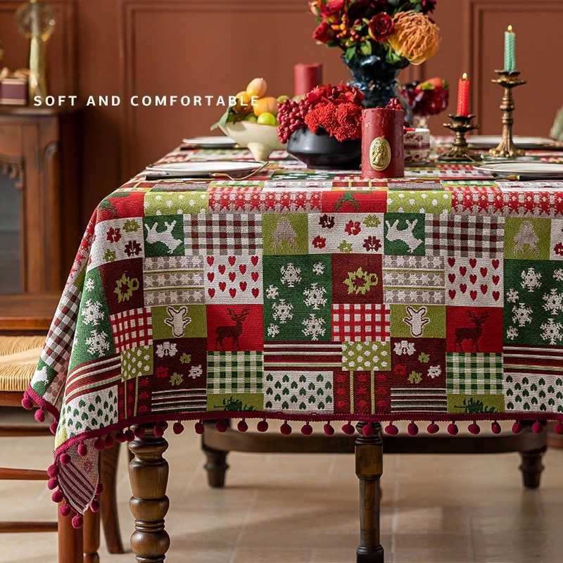 Christmas Christmas Table Cloth Rectangular American Retro Dining Table Cloth Wear-resistant Atmosphere Suitable for Multiple Scenarios Y251113