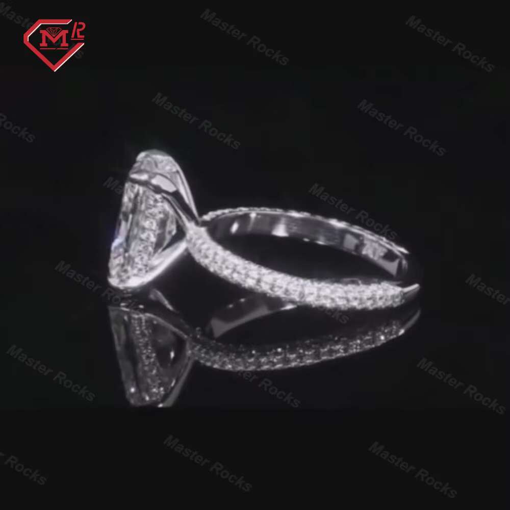 Freeshipping Stock 3ct Radiant Cut Moissanite Wedding Ring for Engagement 18k Gold Plated 925 Sliver Diamond VVS Moissanite Ring