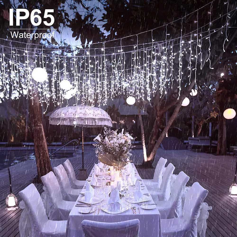 Solar Icicle Lights Wedding Decoration Fairy Lights String 8 Modes Outdoor Eaves Decoration For Christmas Party Garden Lighting M251113
