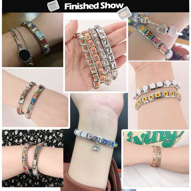 Youvelst Y2K Italian Charm Bracelets DIY Basic Elastic Charm Stainless Steel Bracelet Fashion WomenS Jewelry Making WholesaleC250411