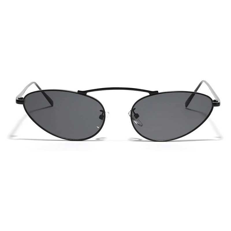 2024 New Brand Cat Eye Womens Sunglasses Fashion Metal Frame Oval Sunglasses Female Unique Elegant Black Cateye EyewearC250412