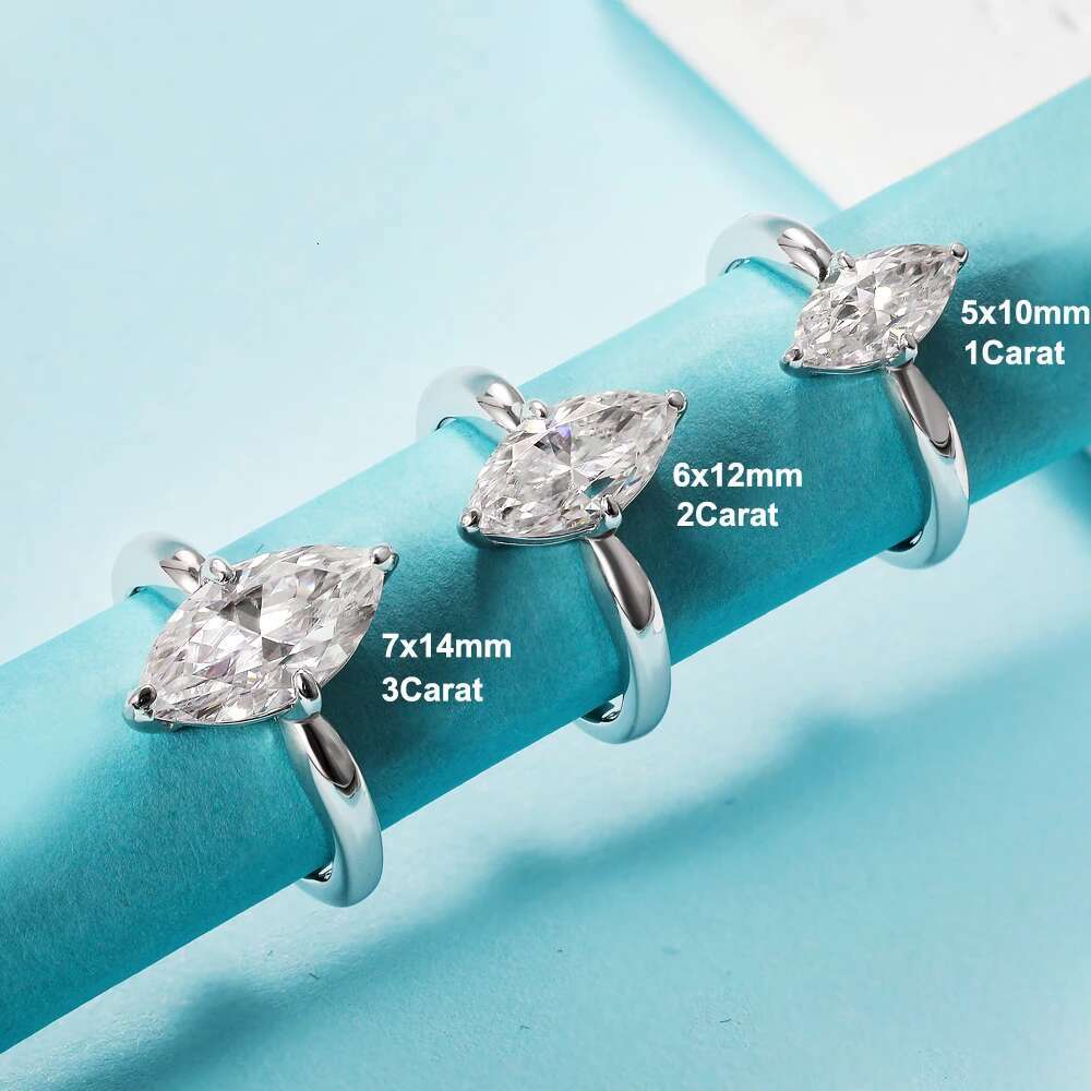 1-3CT Marquise Cut Moissanite Dia Engagement Ring For Women S Sterling Sier Wedding Band Jewelry Gifts With Certificate