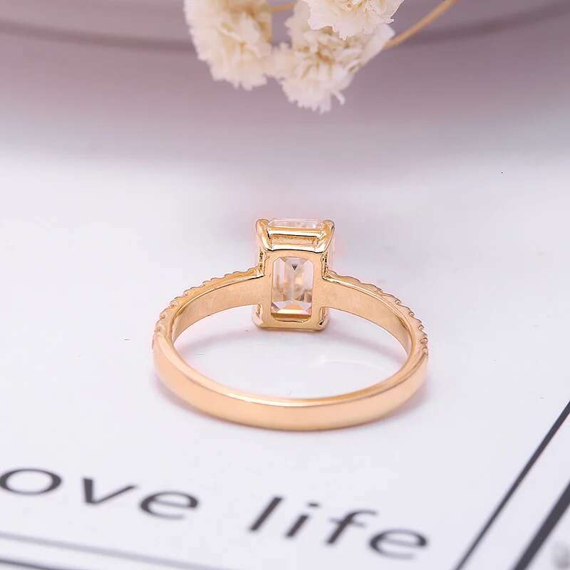Classic 1.0carart 5x7mm Emerald Cut Moissanite Diamond Ring Gemstone Wedding Engagement Band Ring finger Fine Jewelry Wholesale
