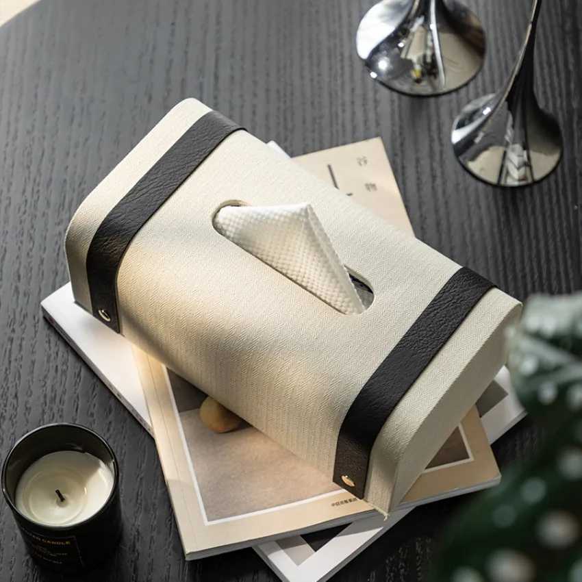 Modern Black Brown Leather Buyer Paper Box Living Ro Ornaments Dining Table Coffee Table Decorations Tissue Box for Bedro Y251112