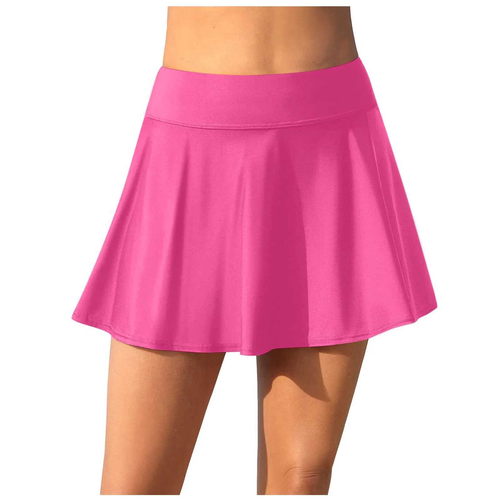 Womens pleated tight fitting summer swimsuit high waisted bikini bottom Tankini womens Skort pleated solid swimsuit shorts Y250412