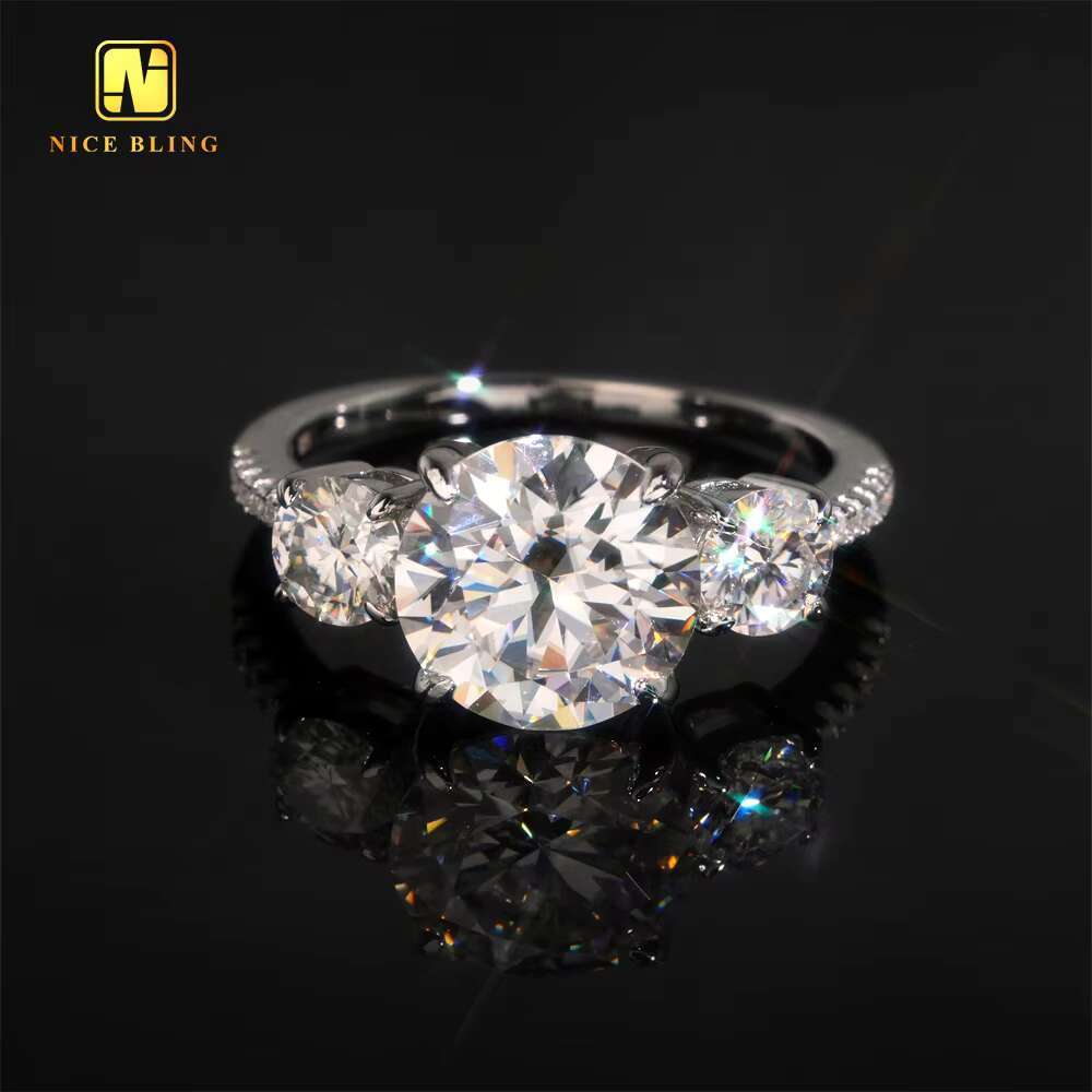 10mm Big Moissanite Fine Jewelry Silver Plated Wedding Ring VVS Moissanite 925 Silver Rings Diamond Engagement Ring for Women