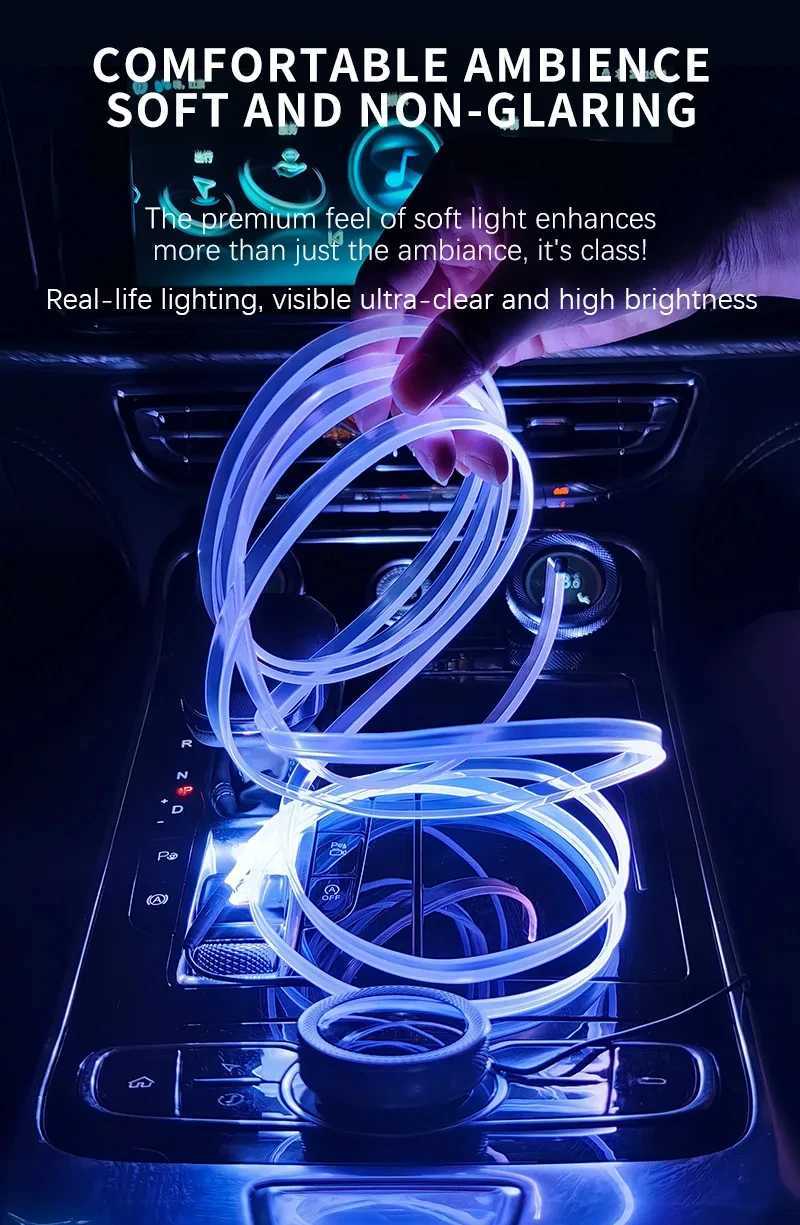 Waterproof Car Interior LED Lights 1M/3M/5M USB Neon Strip for Vehicle Decoration Flexible DIY Ambient Glow with Strong Adhesive W251112