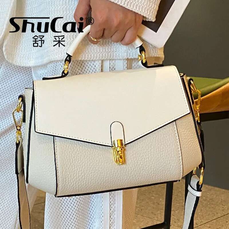 Genuine Leather Women New Trendy All-Match Messenger Shoulder Crossbody Ladies Fashion Handbags High Quality White Bag