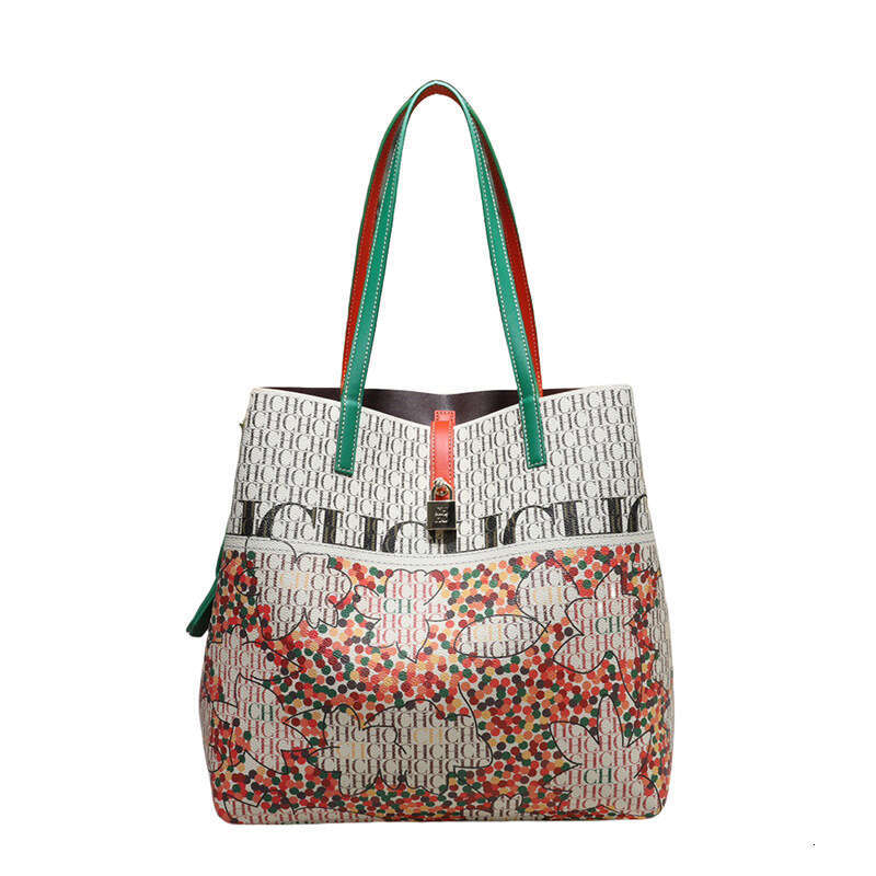CHHC Women's Fashion Printed Handbag With Colorful Design Tote English Large Capacity Shoulder Bag