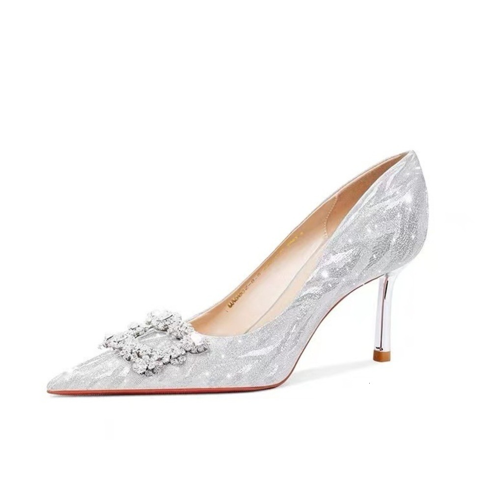 Designer Stunning Wedding Stiletto High Heels Women Winter New Pointed Toe Rhinestone High-end Single Shoes