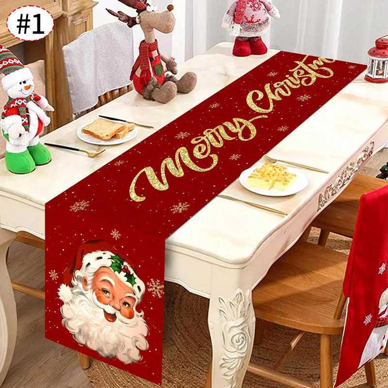 Christmas Christmas Table Runner Christmas Decorations Cute Cartoon Santa Claus Gingerbread Man Table Cover New Years Decor Tablecloth Y251113