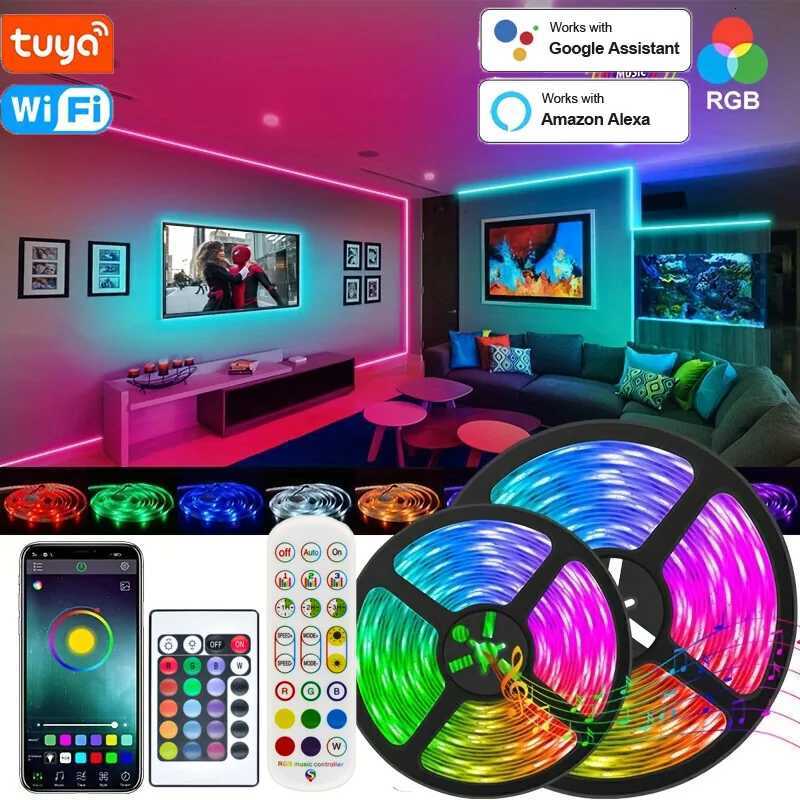 WiFi LED Strip Light Tuya Smart Life Flexible Light Lamp USB RGB5050 Desktop Screen TV BackLight Diode Tape Support Alexa Google W251112