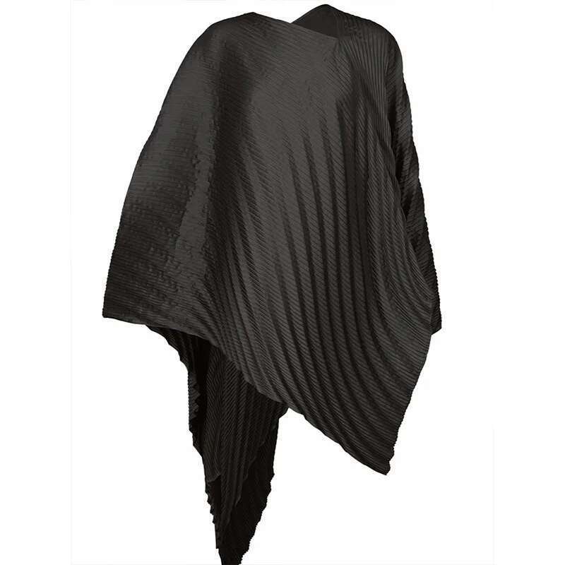 Pleats 2024 Fall New Short Jacket Women Fashion Solid Color Design Sense Irregular Mid-Length Pleated Hoodie