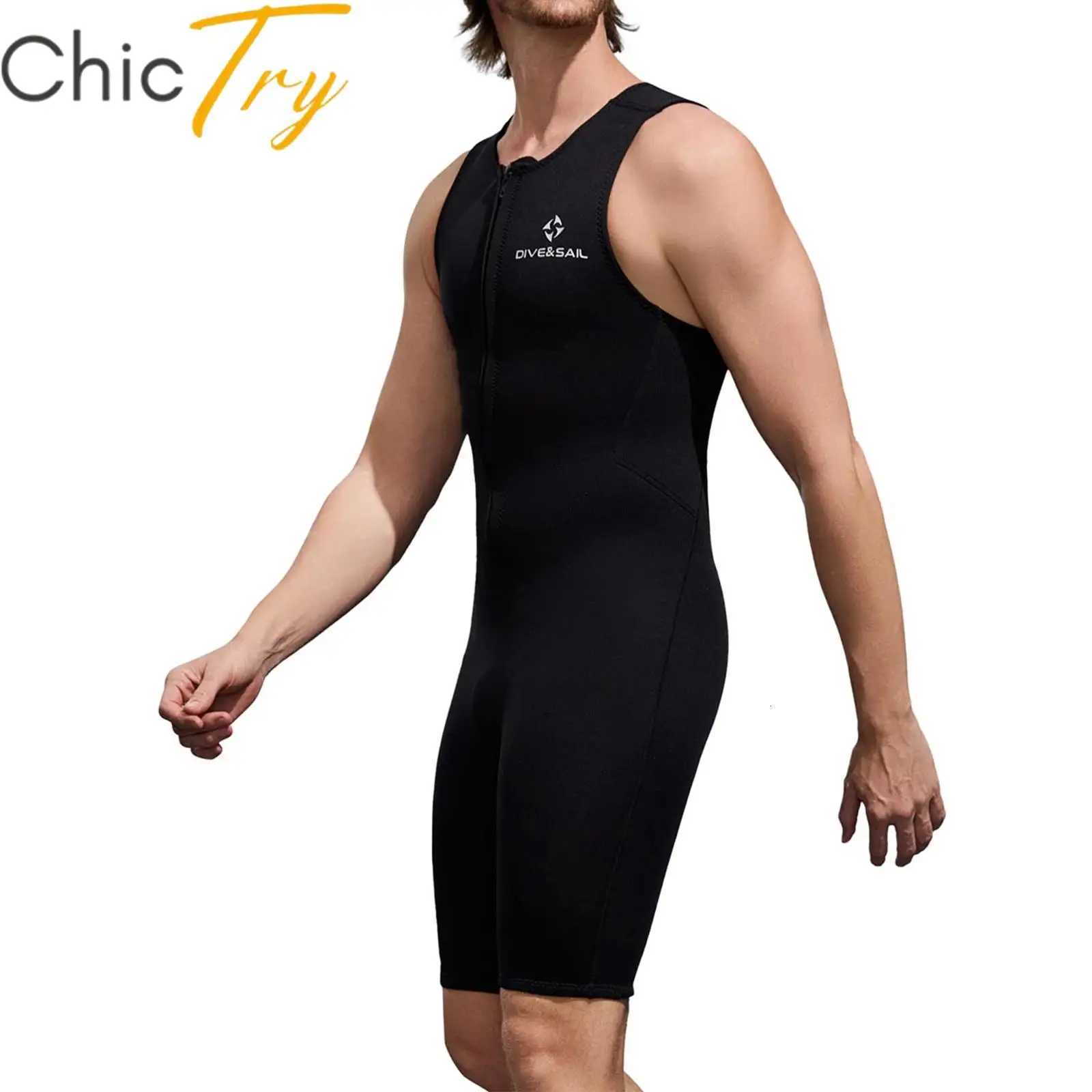 Mens 2mm Wetsuit Jumpsuit Swimwear Sleeveless Front Zipper Bodysuit Rash Guard Swimsuit Leotard for Snorkeling Surfing DivingW251113