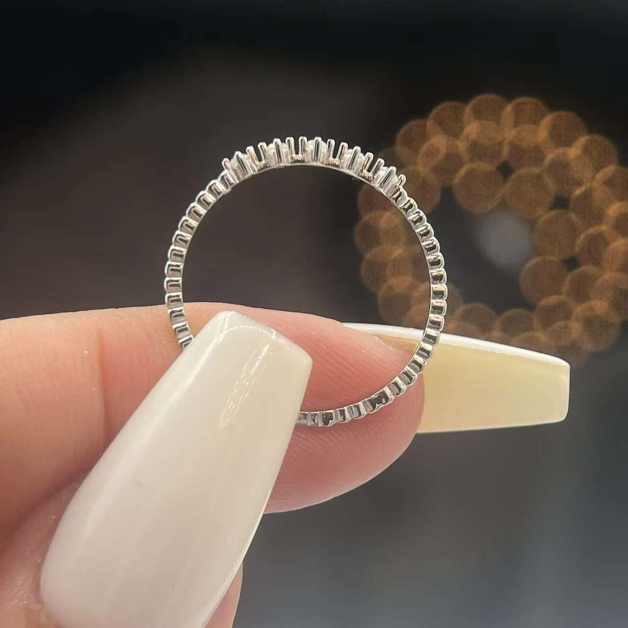 Fashion Jewelry Moissanite Eternity Wedding Ring Set VVS Round Shape Diamond S925 Sterling Silver for Women Wedding Engagement