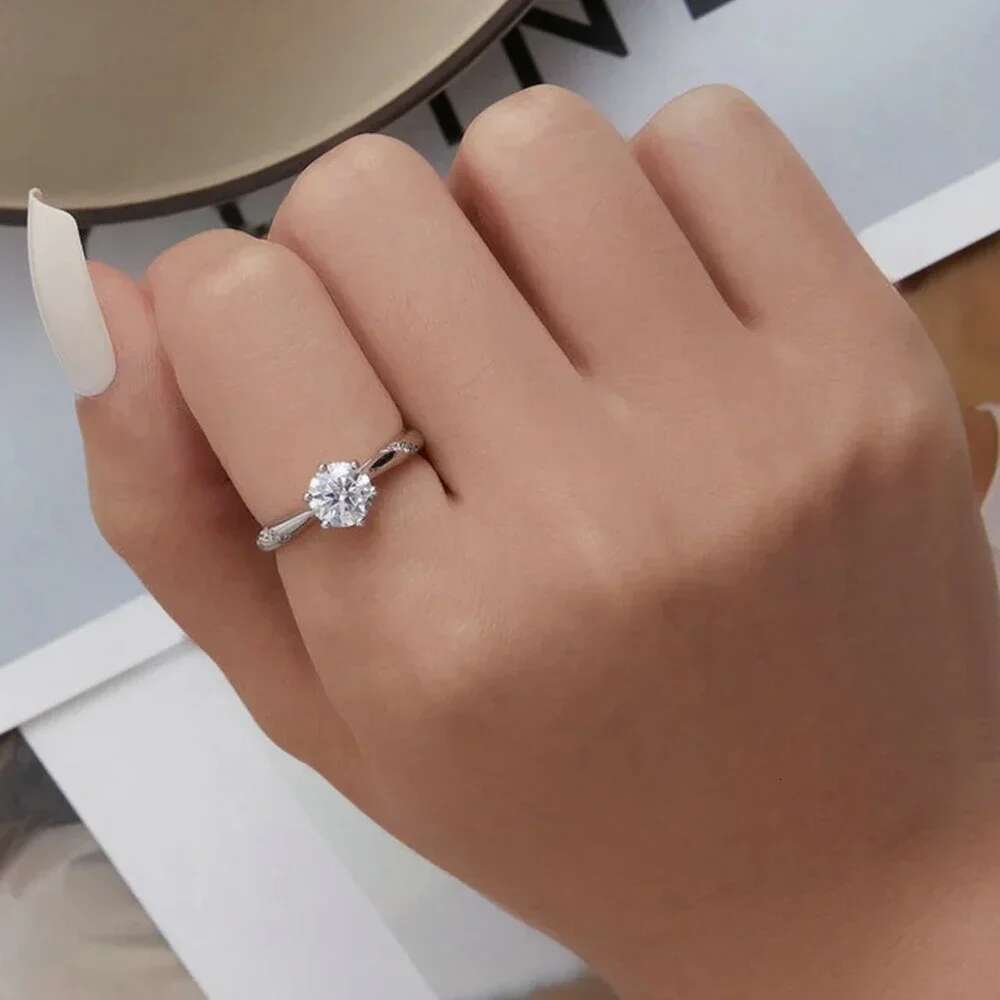 0.5-3CT Solitaire Moissanite Engagement Rings for Women D Color Lab Diamond S925 Silver Promise Wedding Band With GRA Certified