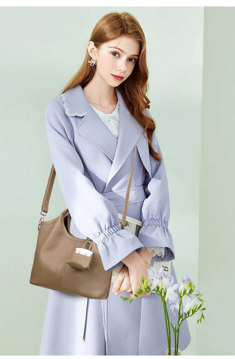 2025 Slouchy Leather Bucket Bag Women Buttery Soft Tote Purse Minimalist Crossbody Bag TikTok Viral Boho Chic Shoulder BagW251112