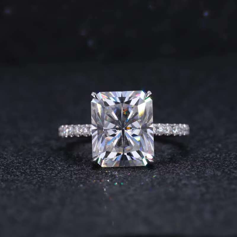 9k/10k/14k/18k Solid Gold 9*11mm Radiant Cut Moissanite Luxury Rings Jewelry Women