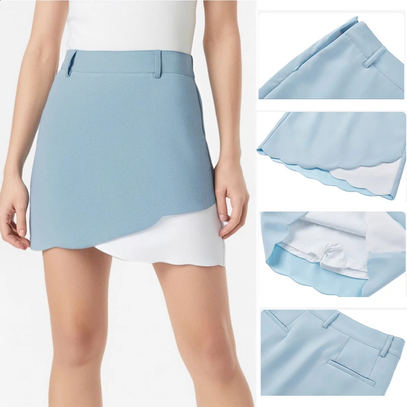 Golf Wear Womens Spring Summer Short Skirt Anti-light Culottes Quick-drying Elastic Fashion Contrasting Color Sports Skort 250411