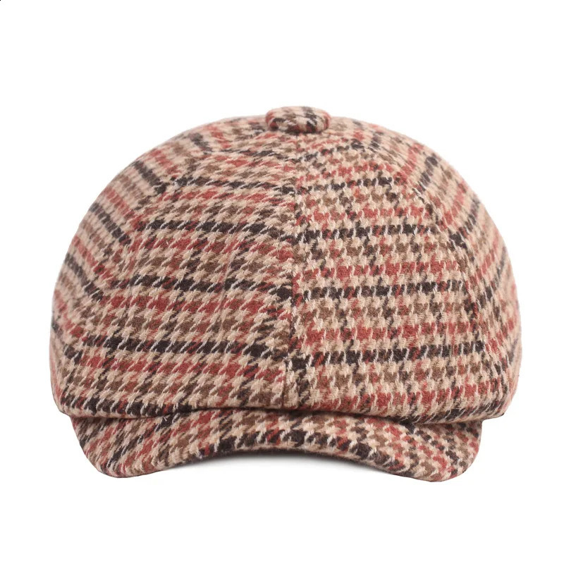 Houndstooth sboy Caps for Women Men Cotton Octagonal Hat Retro Beret Painter ed Cap Autumn Gorra Inglesa Hombre 250403