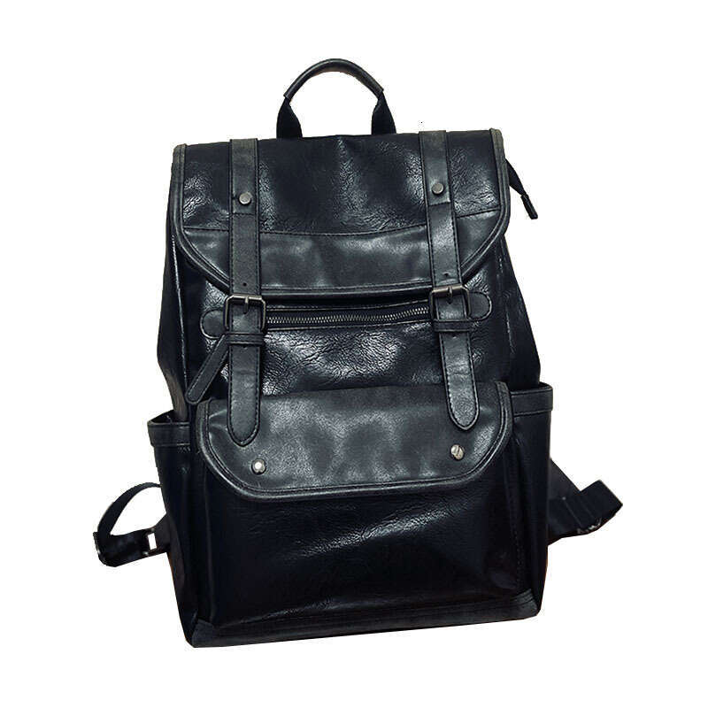 Backpack P166 Japanese and Korean Men's New Soft Leather Large Capacity Fashion Leisure Travel Backpack