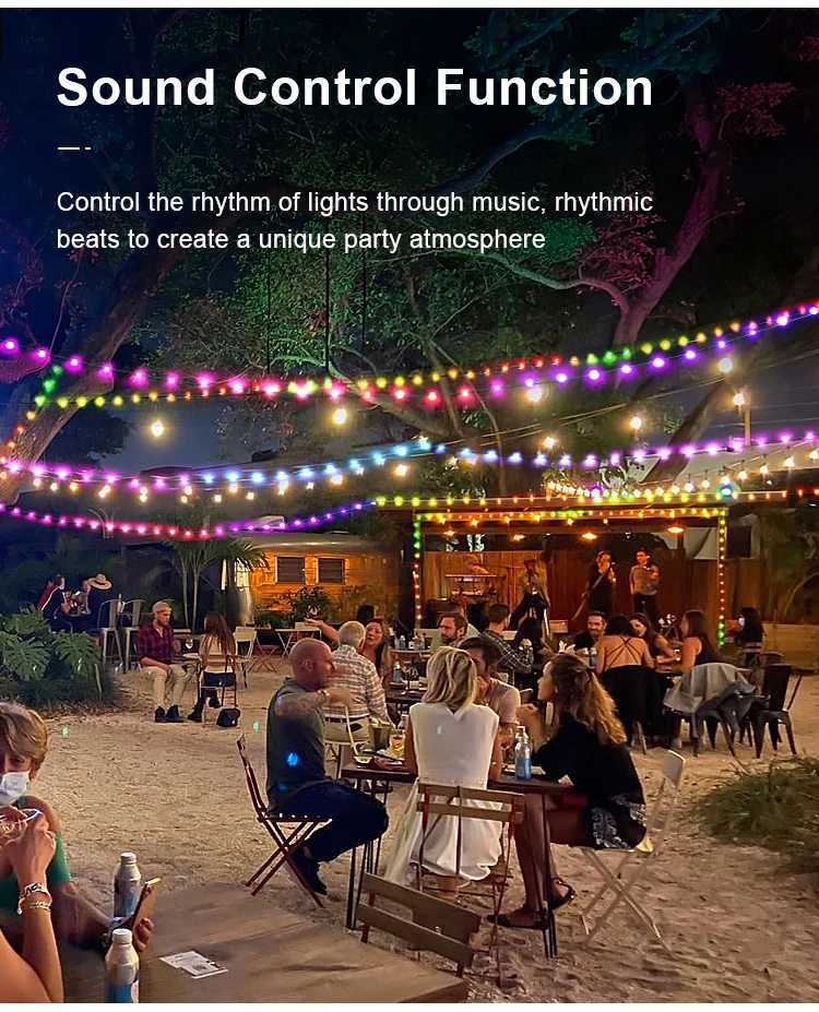 GGbingo LED Camping Strip Light RGB Smart APP Waterproof Light USB Rechargeable Storable Atmosphere String Lamp for Outdoor Tent W251112