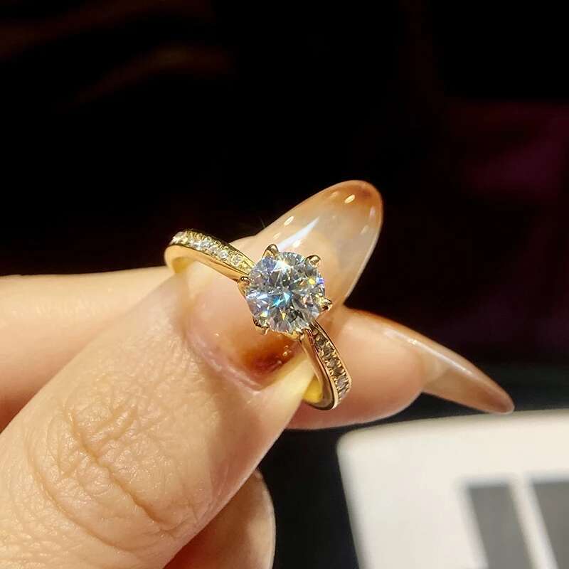 GRA Real 1CT Moissanite Diamond Rings for Women Wedding Engagement 925 Sterling Silver Original Luxury Gemstone Fine Jewelry