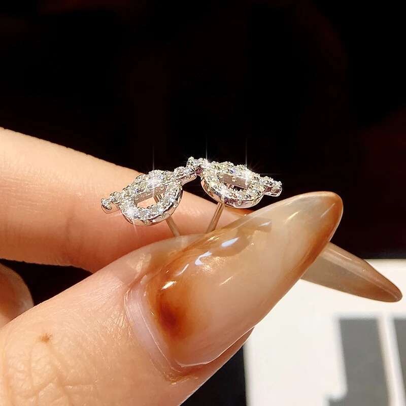 GRA Real Moissanite Diamond Round Creativity White Gold Earrings for Women S925 Silver High Quality Luxury Wedding Fine Jewelry