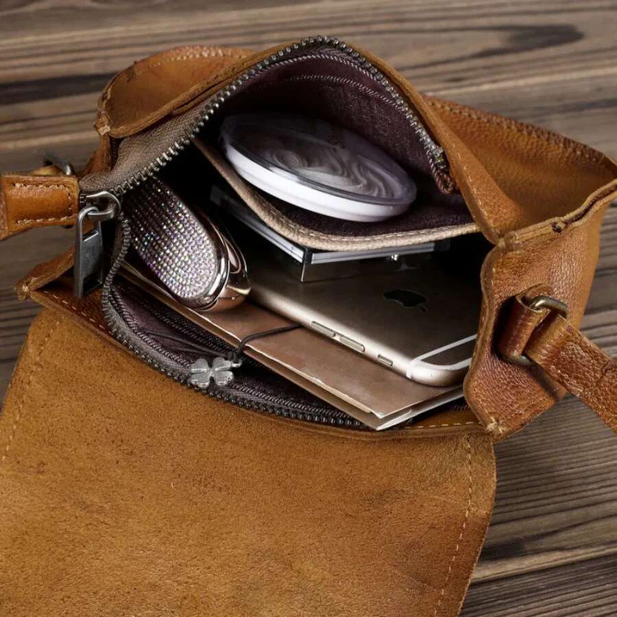 Fashion Women Crossbody Casual Genuine Leather Female Messenger Bag Vintage Girl Small Bags Zipper Shoulder Handbags Clutch