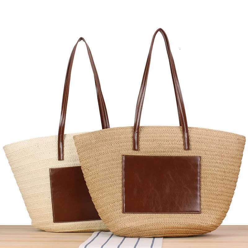 Handmade Beach Bag Large Capacity Summer Beach Straw Tote Female Bohemian Bali Travel Shopper Shoulder Bag With Zipper Handbag Kq1