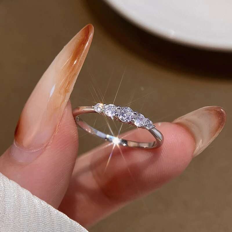 GRA White Full Zircon Simplicity Gorgeous Ring for Women Engagement Wedding Real 925 Sterling Silver Luxury High Quality Jewelry