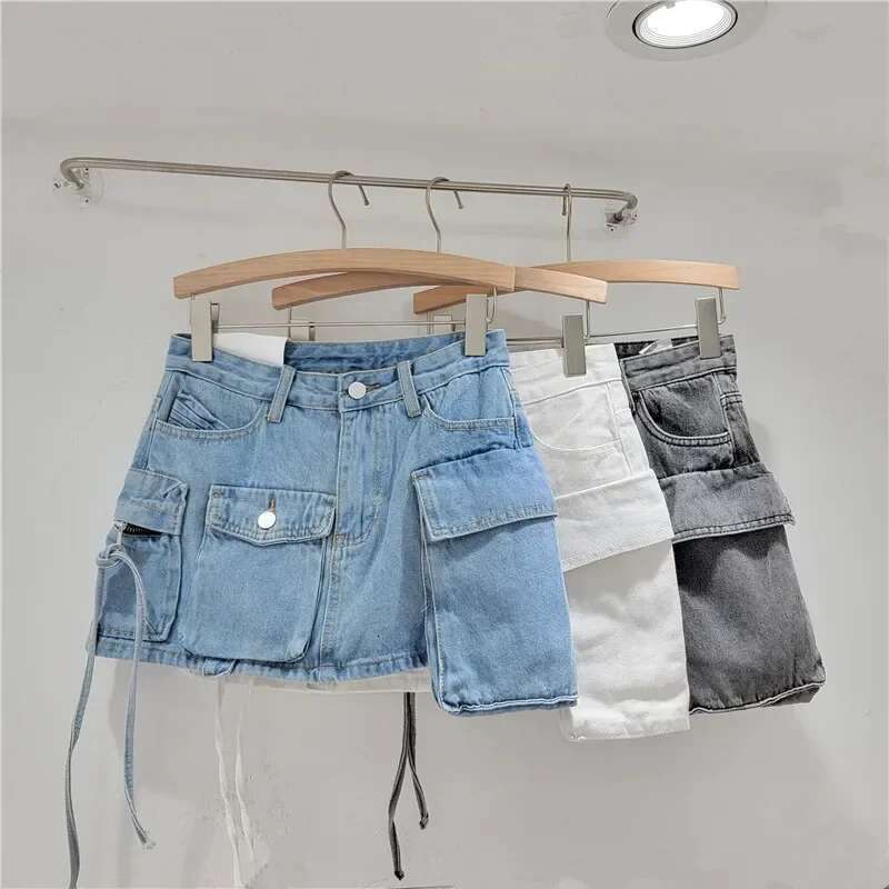 Unconventional Pocket Denim Summer Fashion 2023 Sexy A-E Hip Skirt Women's Bottom Club Streetwear