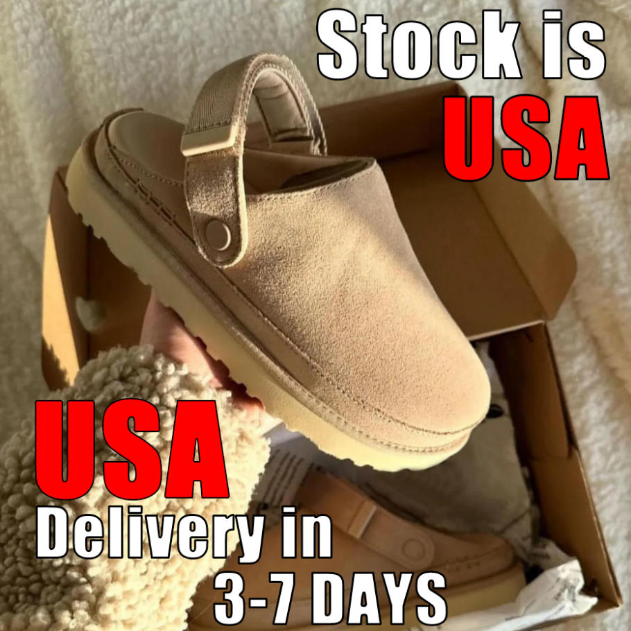 Goldenstar Clog Pantoufles Sabots Golden Star Beach Sandal Cross Slides Femmes Hommes Tazz Tasman Automne Graines de moutarde Châtaigne Hiver Été