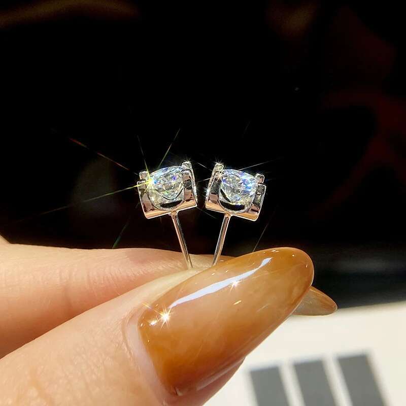 GRA 1CT Elegance Four Prong Certified Moissanite Diamond Stud Earrings For Women Gift Real 925 Sterling Silver Fine Jewelry