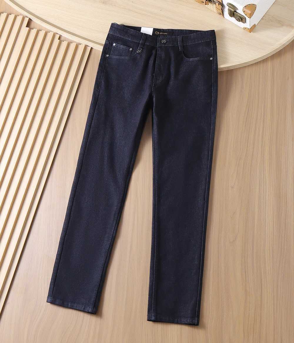 BLLIYOSS Men Jeans Thin Cotton 2025 Autumn winter New Casual Embroidery comfortable Fashion Eagle Head size30-40 Pants Old money M251113