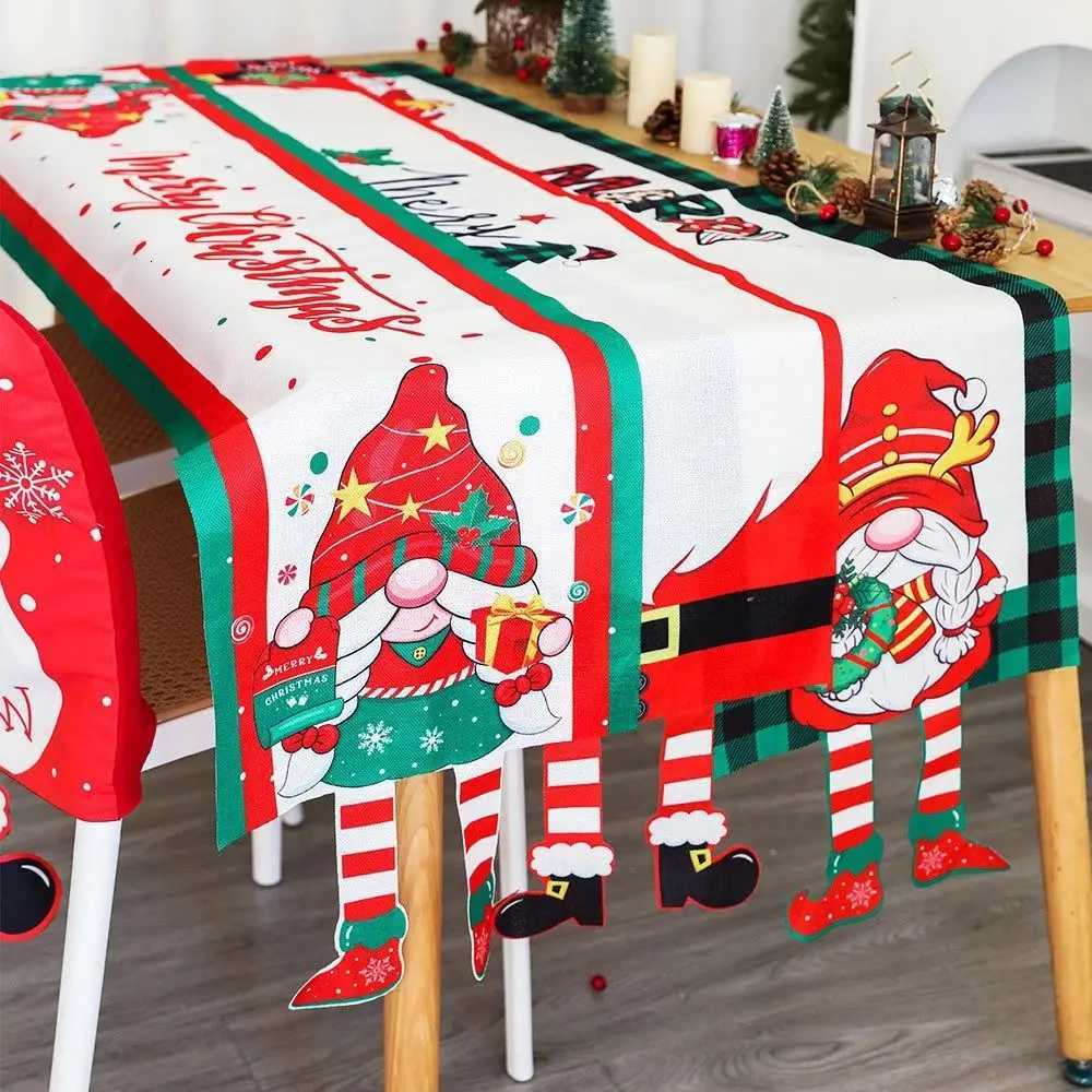 Christmas Cartoon Fabric Christmas Tablecloth Navidad Xmas Ornament Table Runner Table Decoration Reusable Table Flag Christmas Y251113